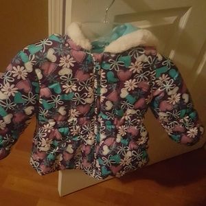 London Fog Purple & Turquoise Print Coat